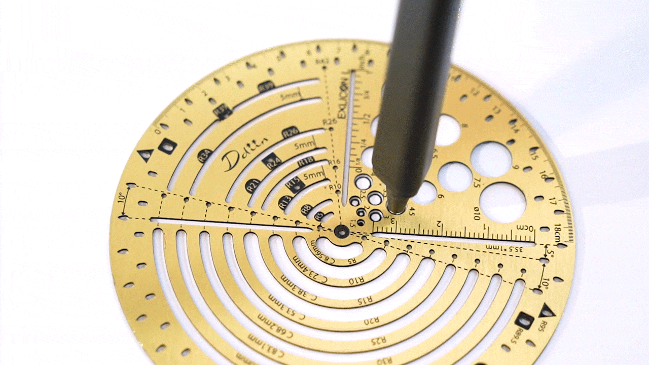 Exlicon L Brass- Precision Golden Ratio Tool Set for Art and Geometry