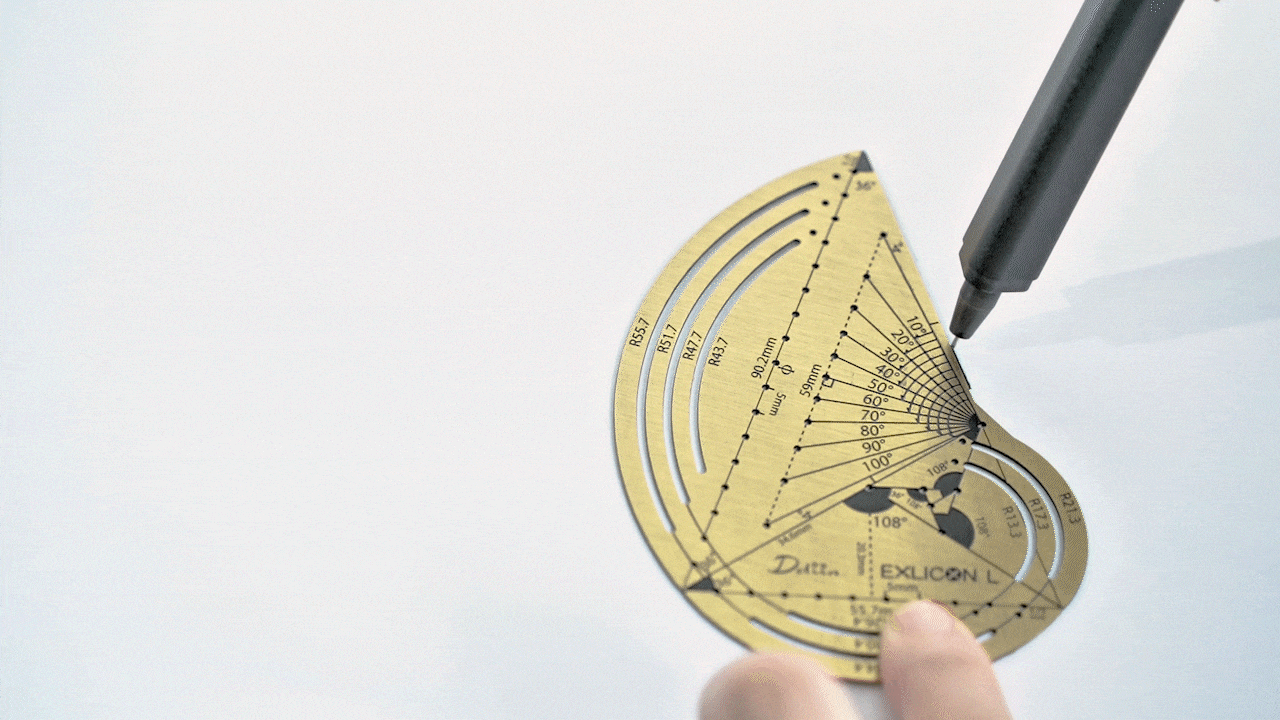 Exlicon L Brass- Precision Golden Ratio Tool Set for Art and Geometry