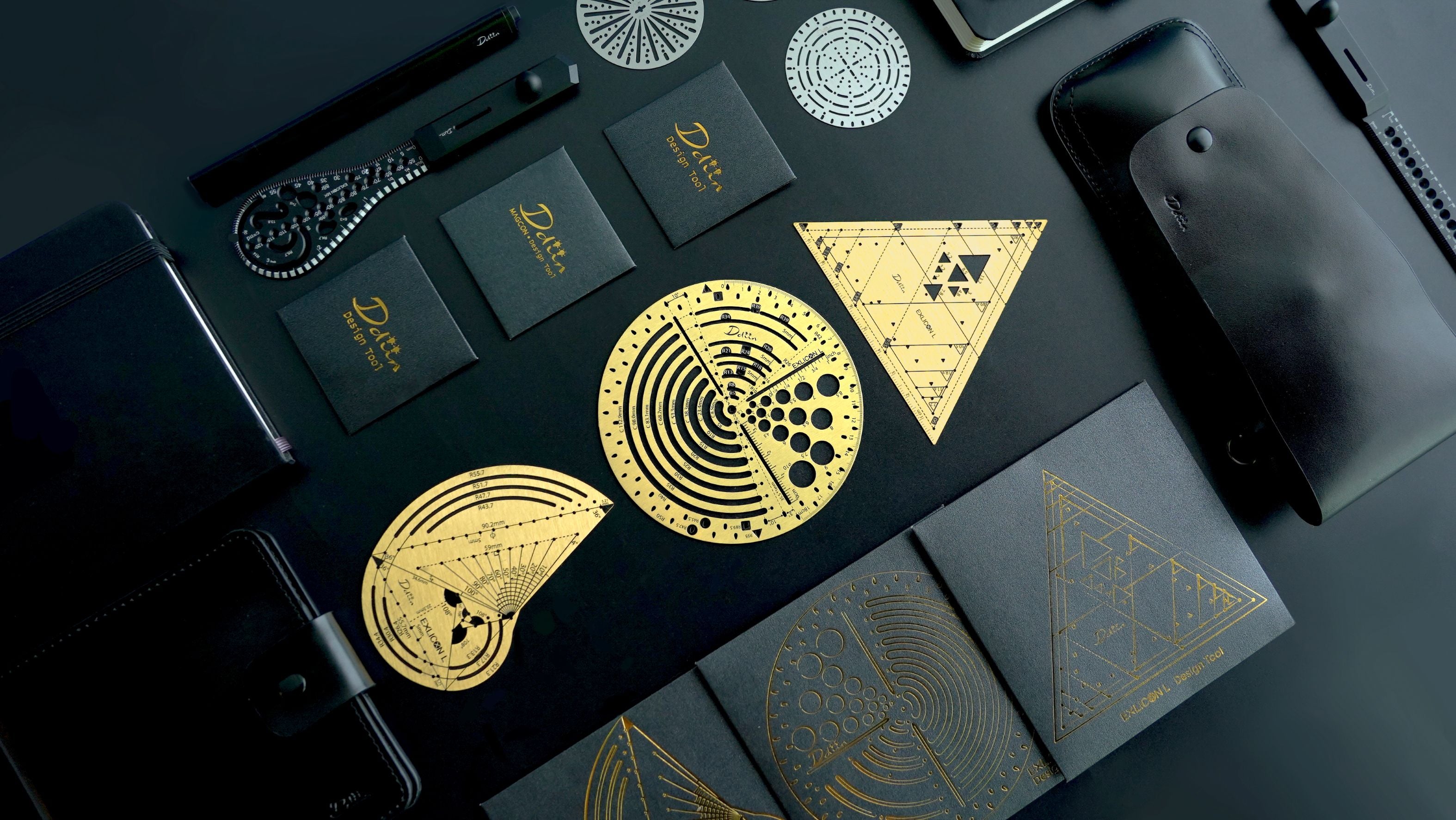 Exlicon L Brass- Precision Golden Ratio Tool Set for Art and Geometry
