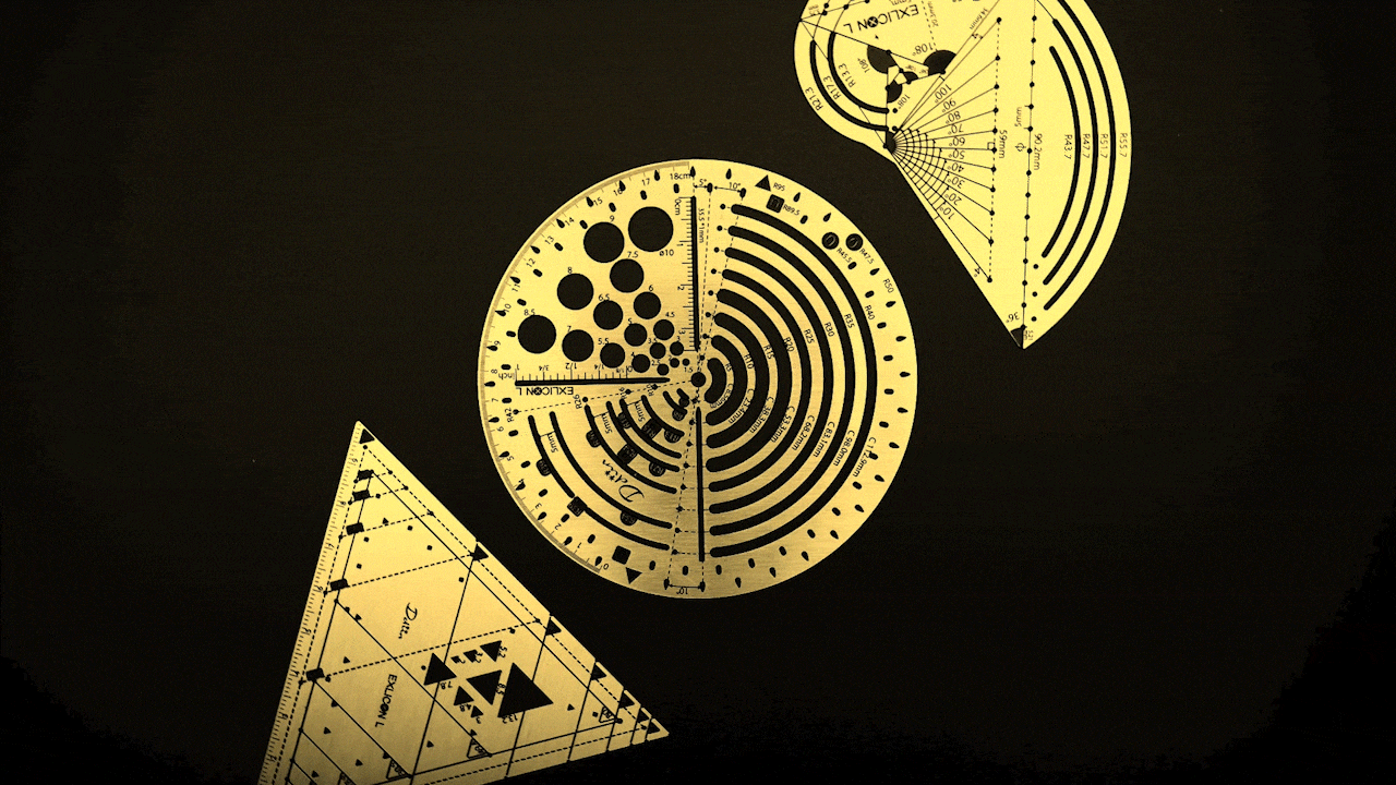 Exlicon L Brass- Precision Golden Ratio Tool Set for Art and Geometry