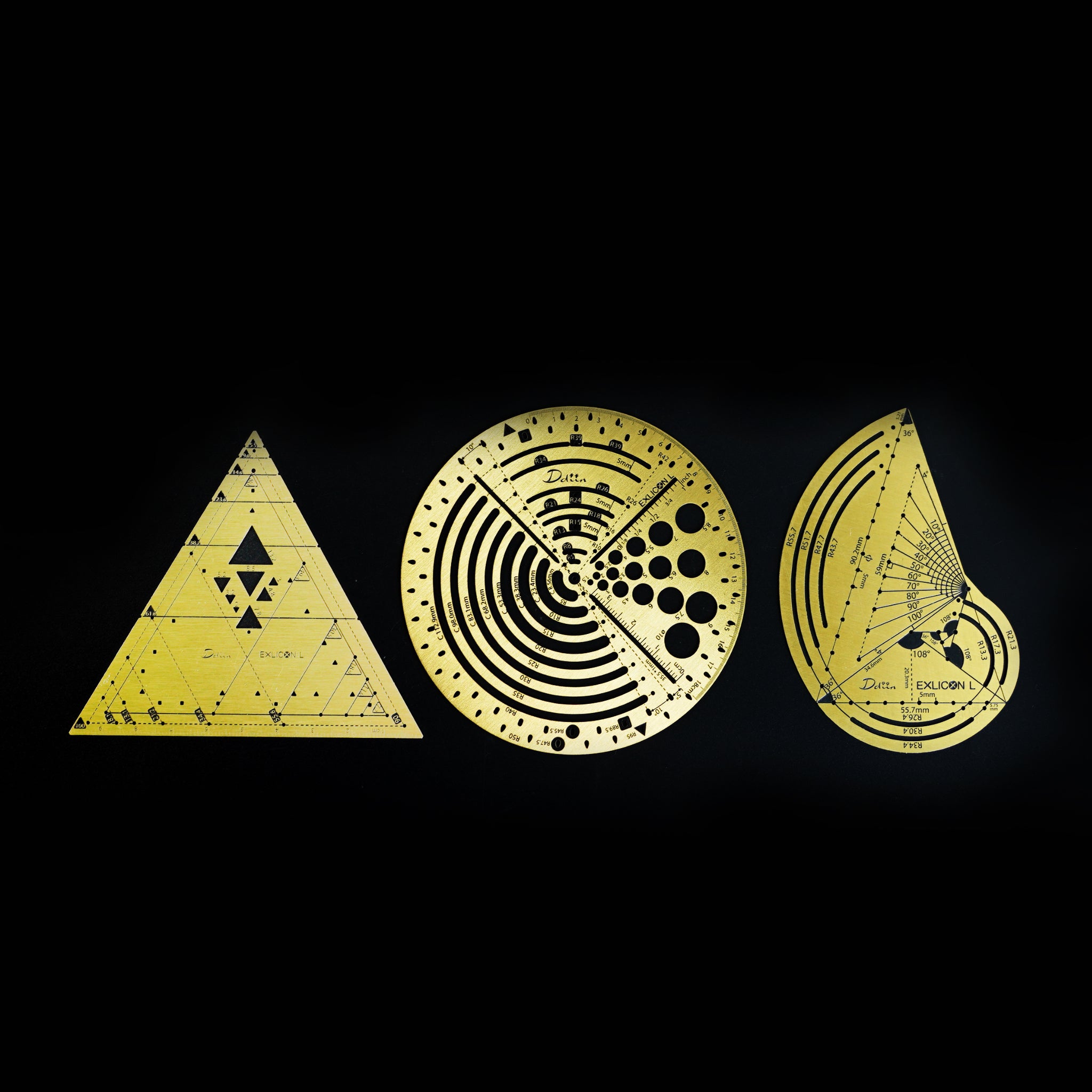 Exlicon L Brass- Precision Golden Ratio Tool Set for Art and Geometry
