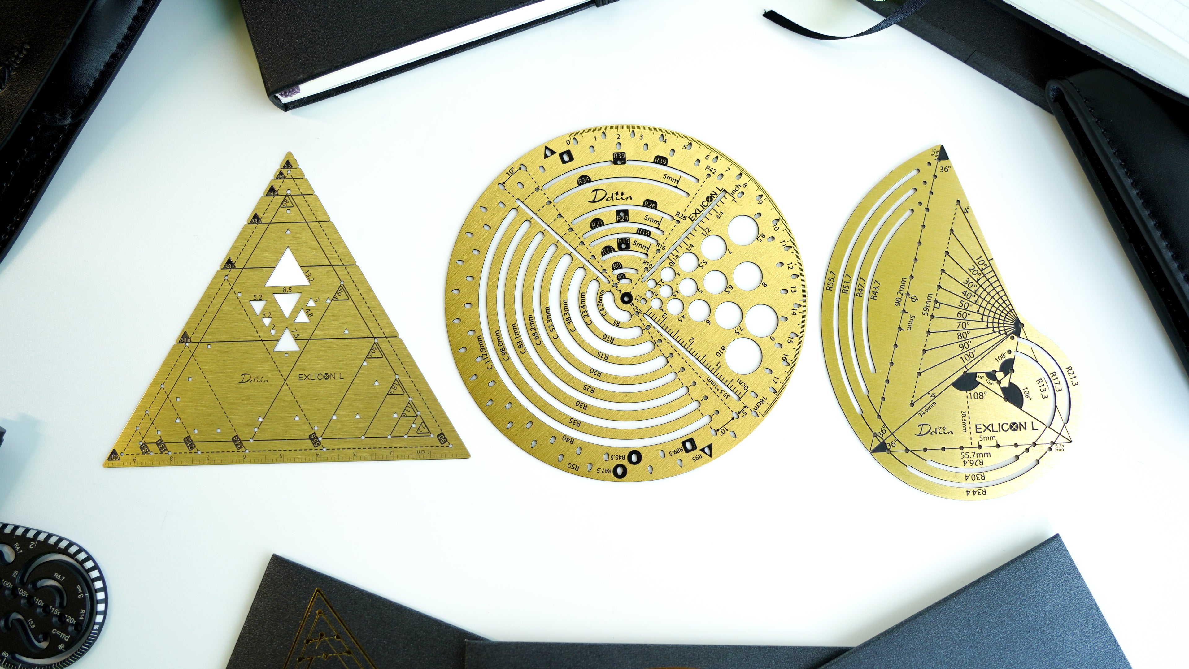 Exlicon L Brass- Precision Golden Ratio Tool Set for Art and Geometry
