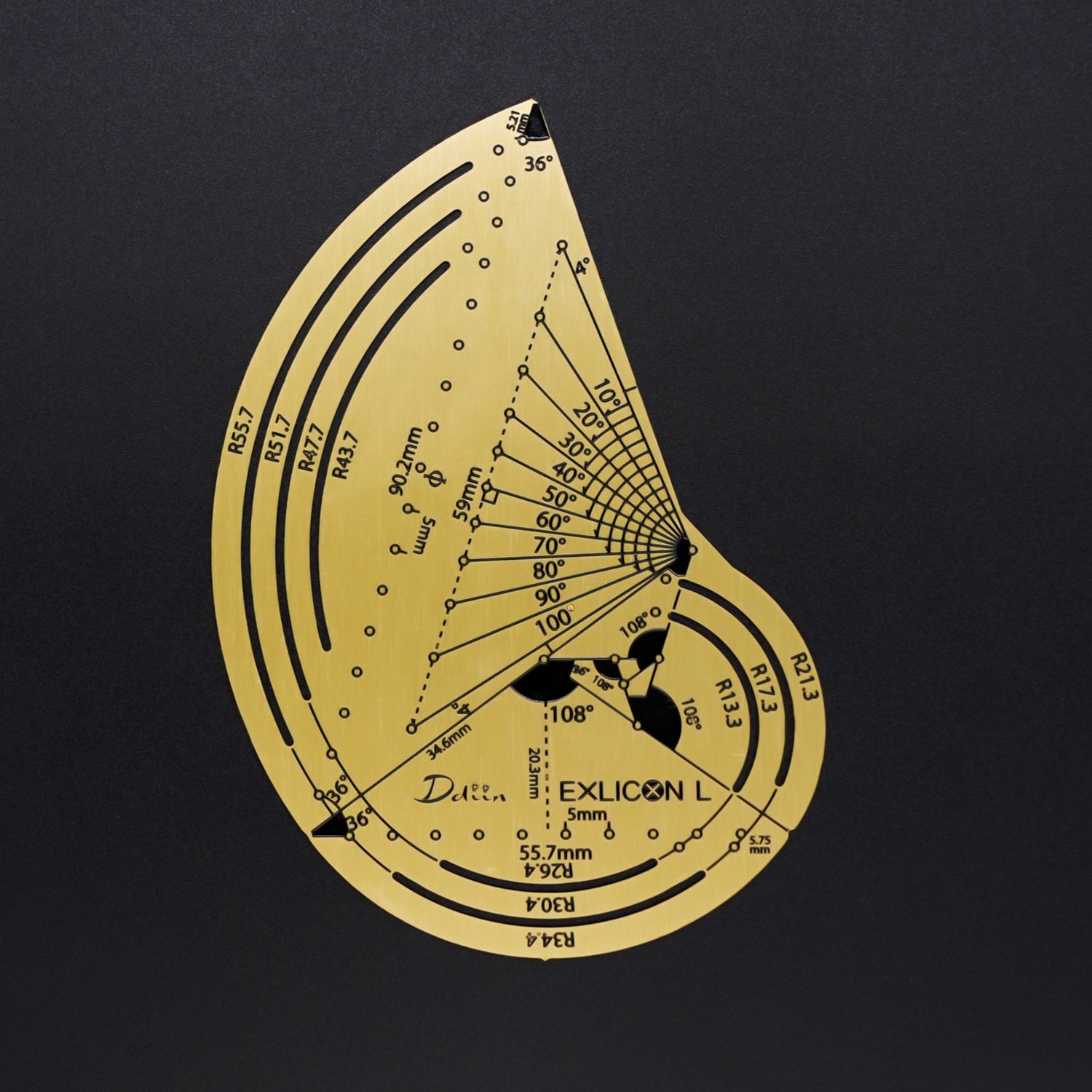 Exlicon L Brass- Precision Golden Ratio Tool Set for Art and Geometry