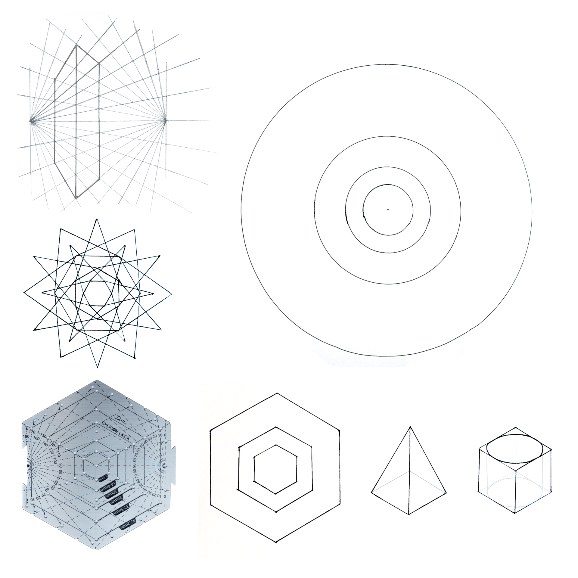 Exlicon Lock- Stainless Steel Drawing Tool Set & Leather Pouch