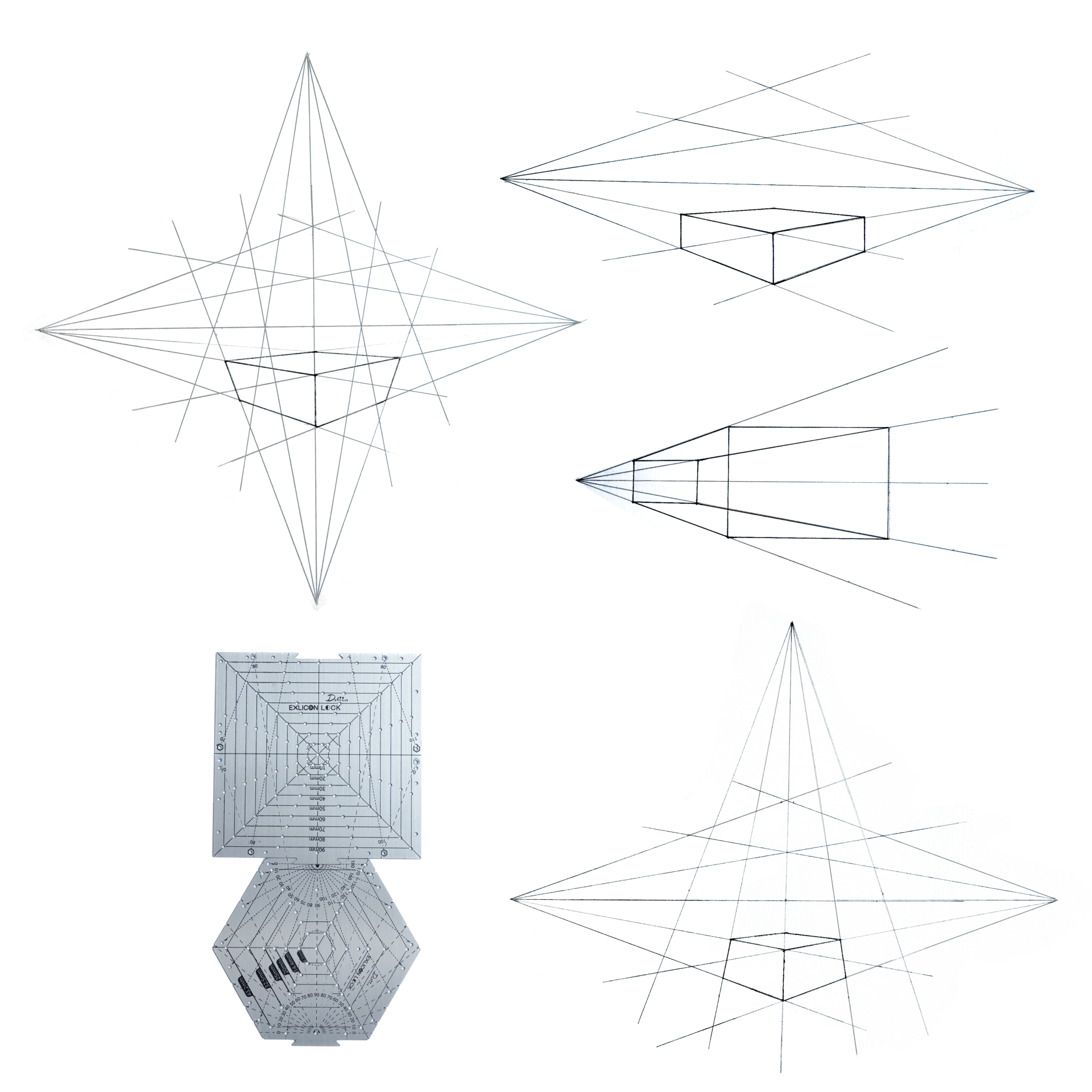 Exlicon Lock- Stainless Steel Drawing Tool Set & Leather Pouch