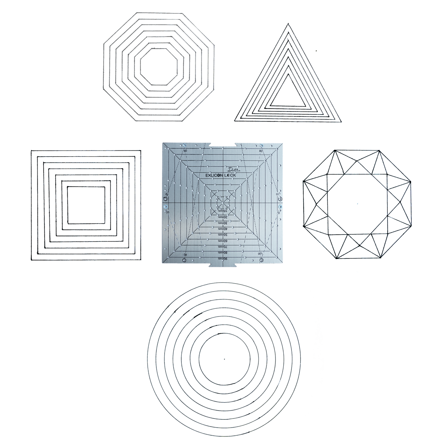 Exlicon Lock- Stainless Steel Drawing Tool Set & Leather Pouch