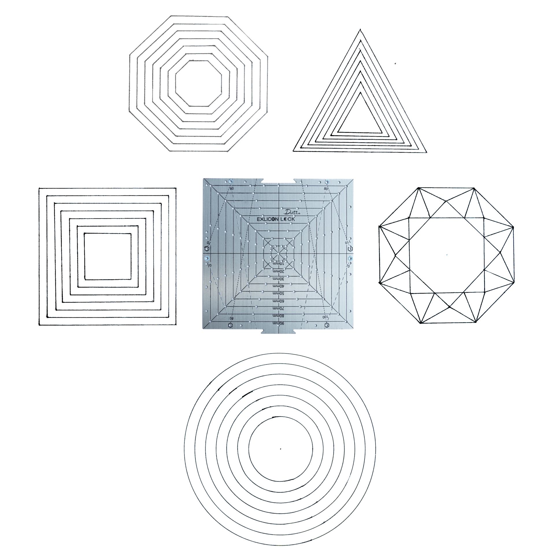 Exlicon Lock- Stainless Steel Drawing Tool Set & Leather Pouch