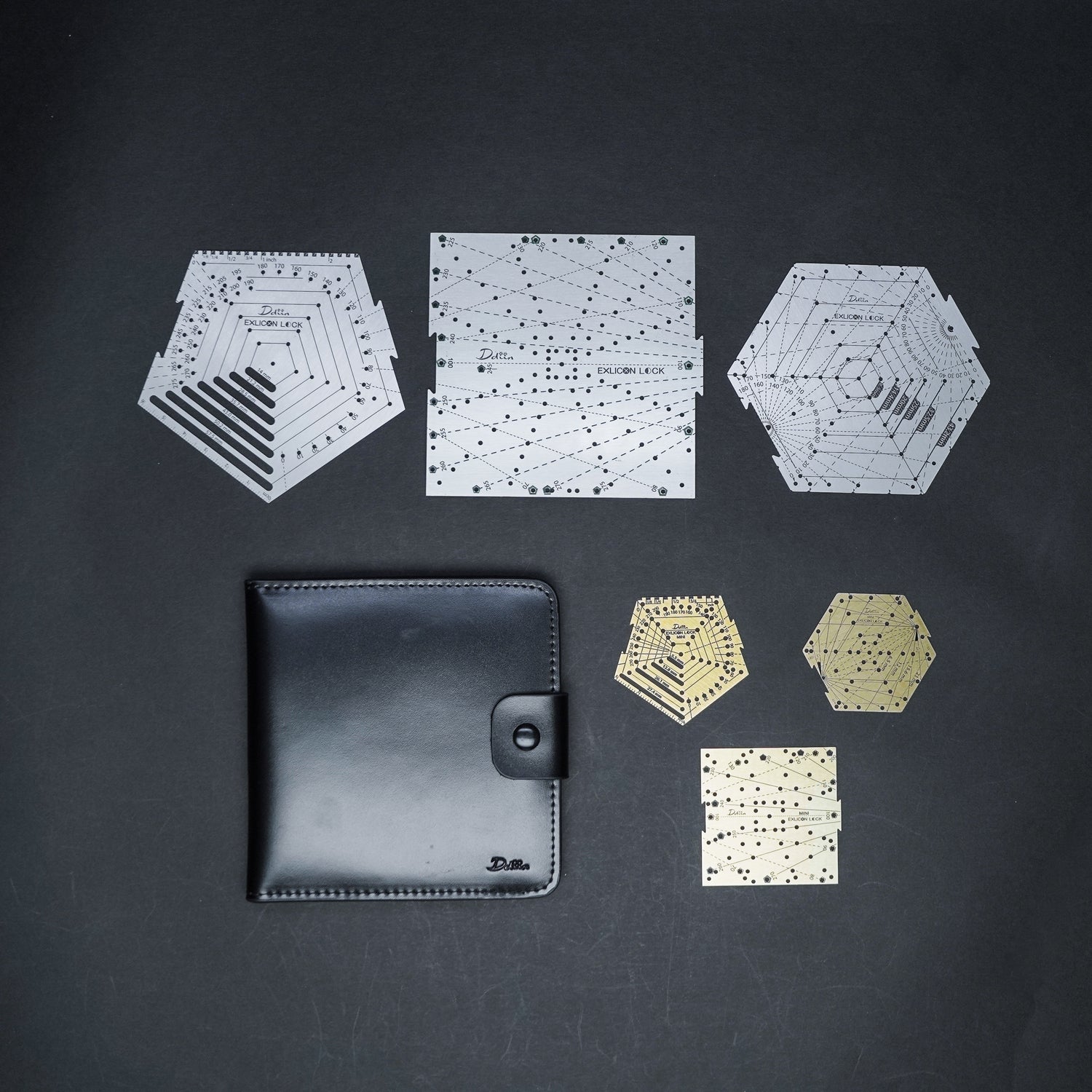 Exlicon Lock Stainless Steel with Mini Lock Brass and Leather Pouch Bundle