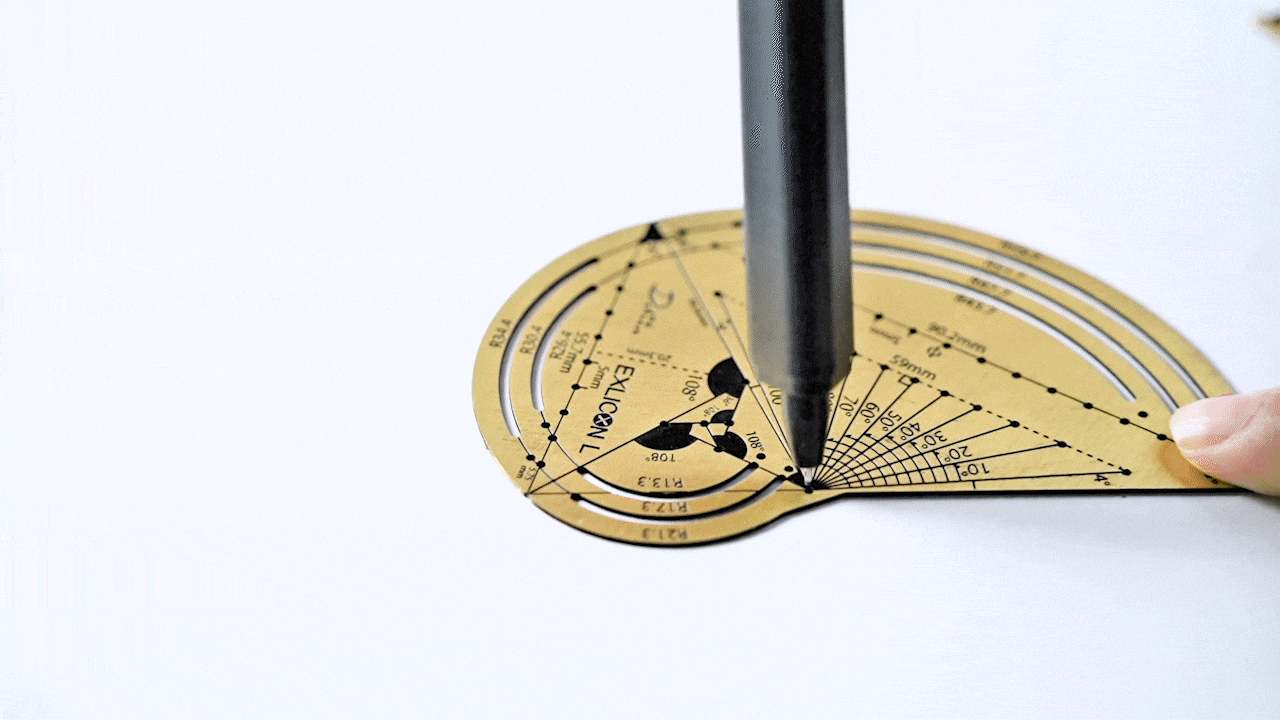 Exlicon L - Brass Triangle Tool- Precision Golden Ratio Ruler for Art and Geometry