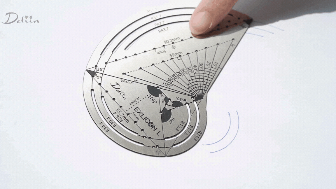 Exlicon L - TG Tool & Mini TG Stainless Steel Stencil kit for Golden Ratio Drawing