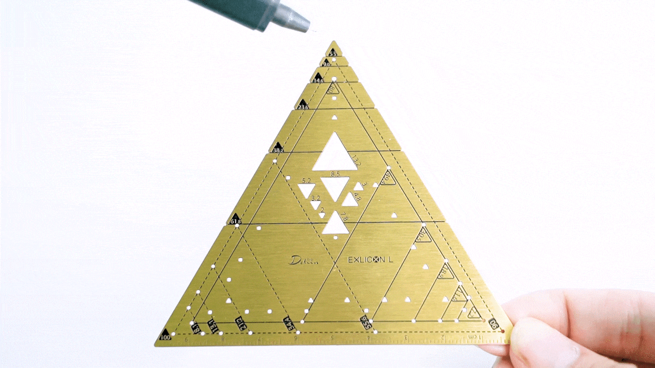 Exlicon L Brass- Precision Golden Ratio Tool Set for Art and Geometry