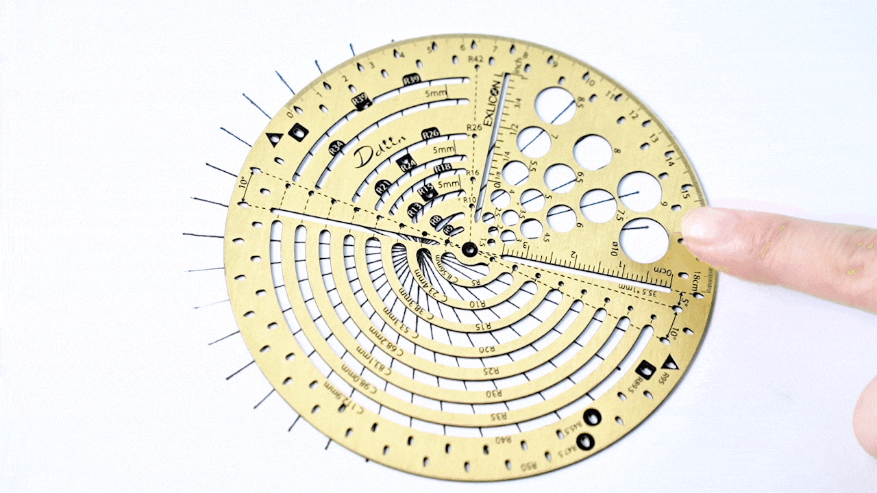 Exlicon L Brass- Precision Golden Ratio Tool Set for Art and Geometry