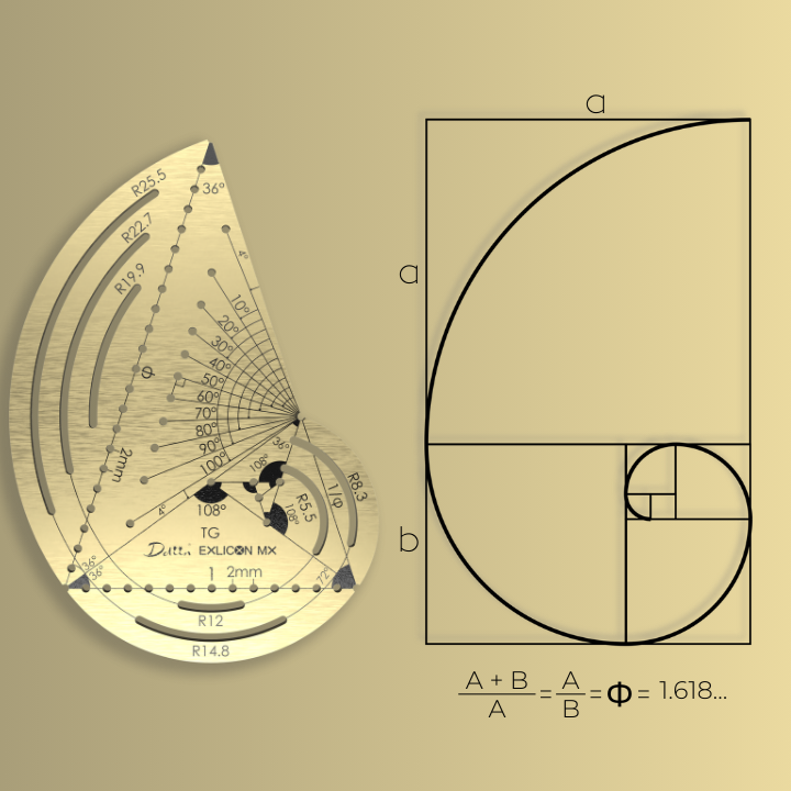 Mini TG Messingscheibe zum Zeichnen des Goldenen Schnitts