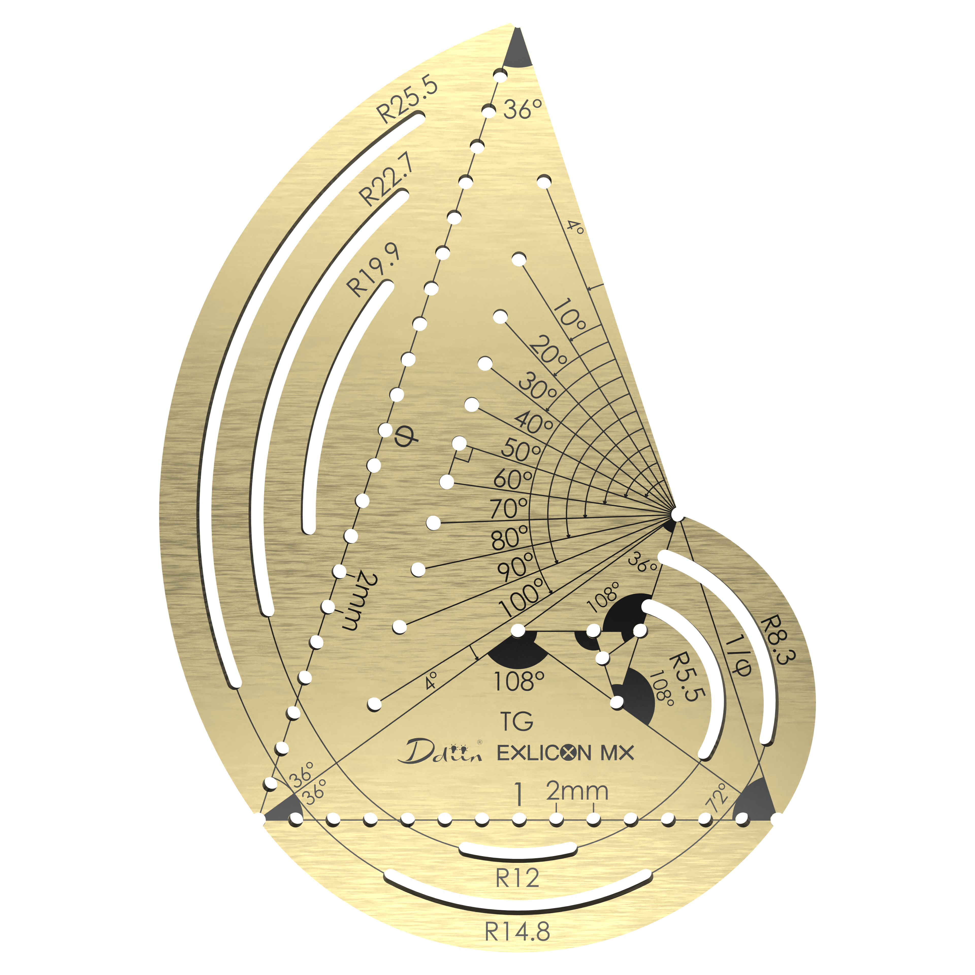 Mini TG Messingscheibe zum Zeichnen des Goldenen Schnitts