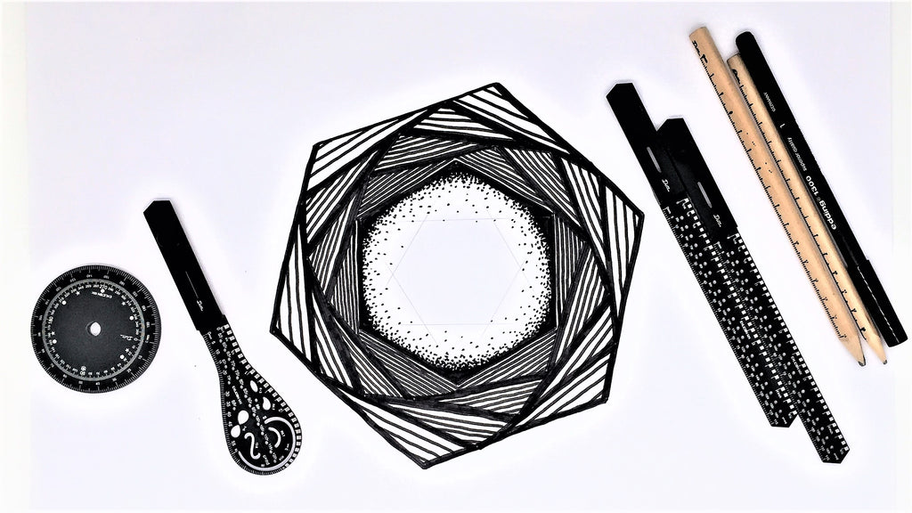 Draw other variations of Mandala art using Exlicon MX! Hexagon art tutorial using your personalized stationery Exlicon MX.