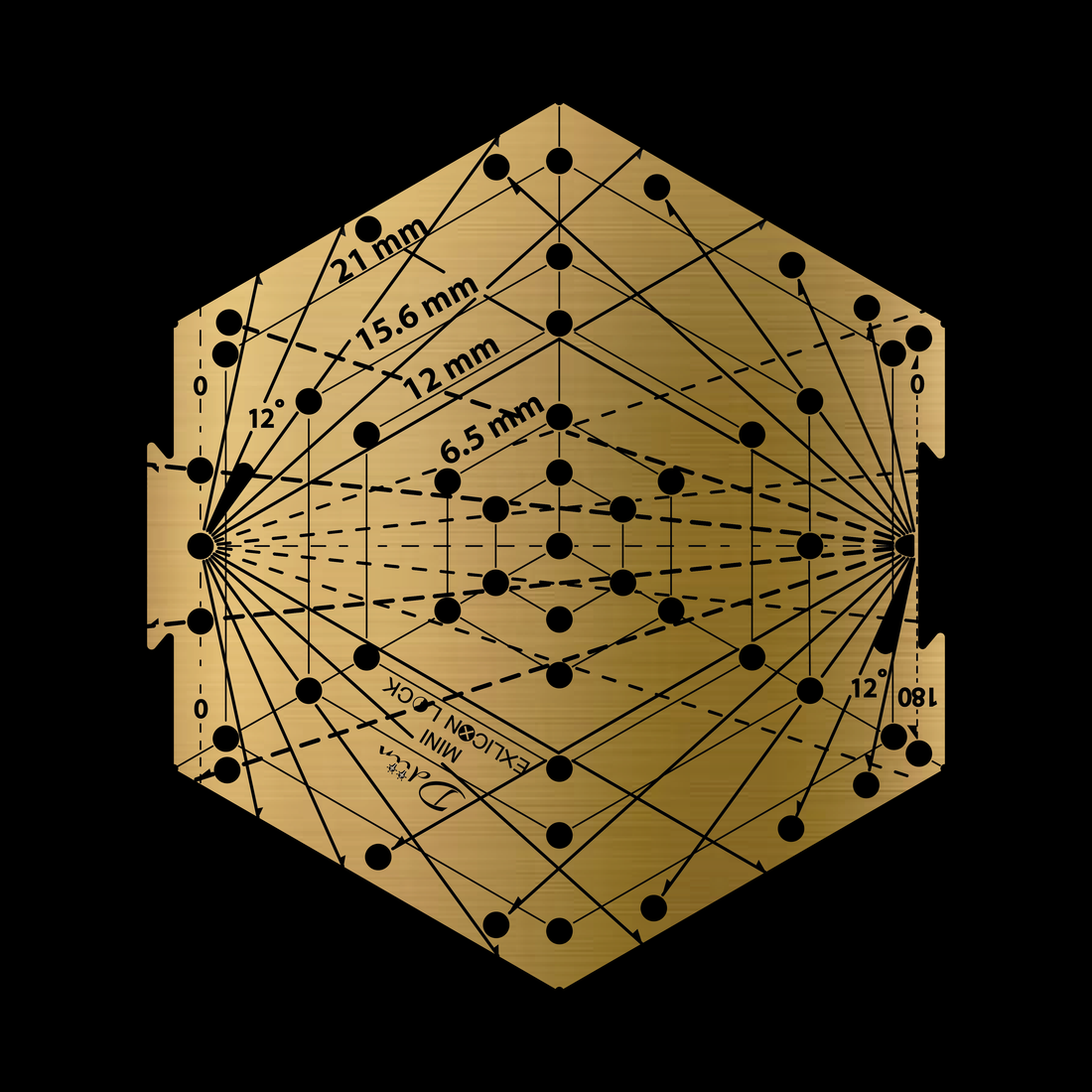 Exlicon Lock Brass Tool Mini Hexagon Ruler