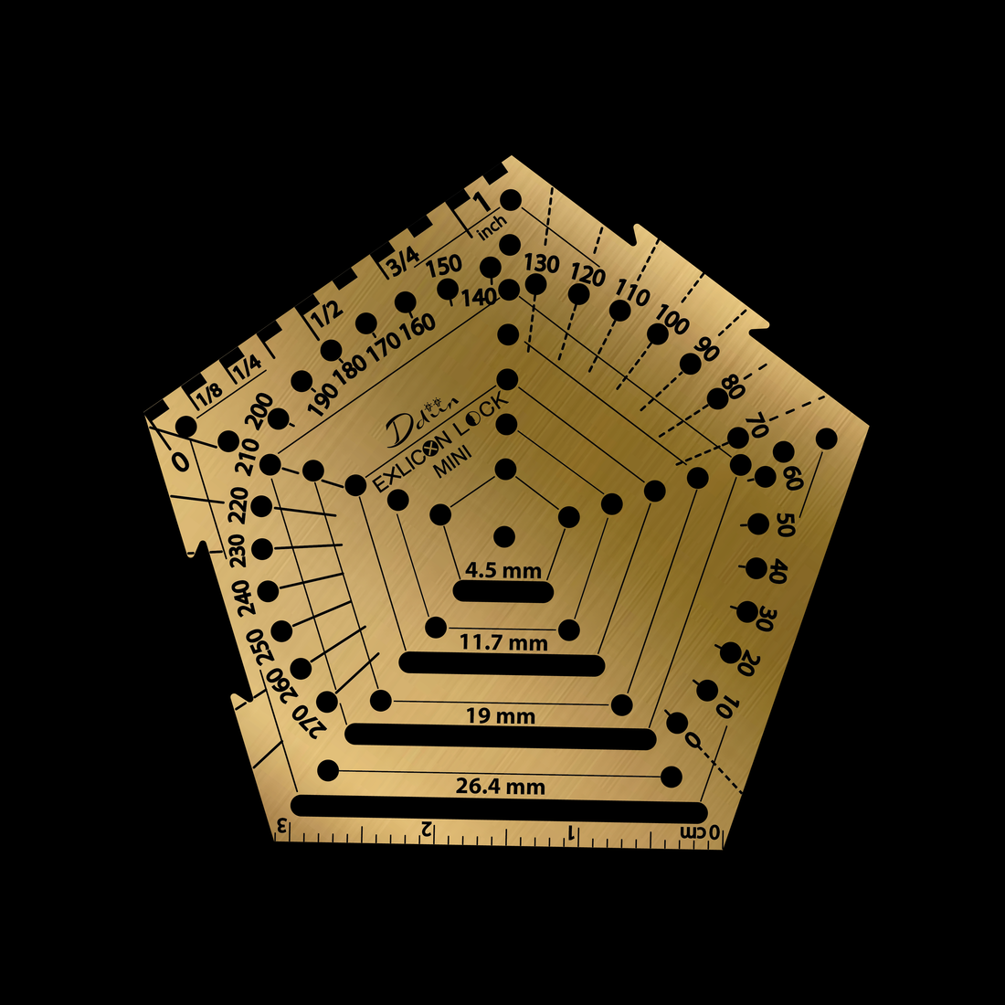 Exlicon Lock Brass Tool Mini Pentagon Ruler