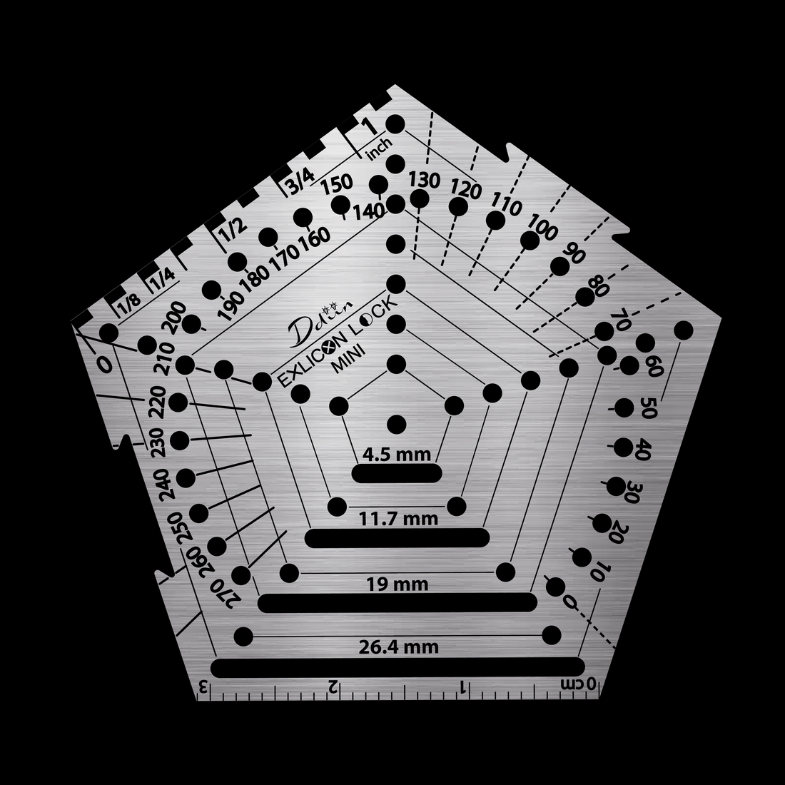 Exlicon Lock Stainless Steel Tool Mini Pentagon Ruler