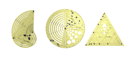 Exlicon L Brass- Precision Golden Ratio Tool Set for Art and Geometry