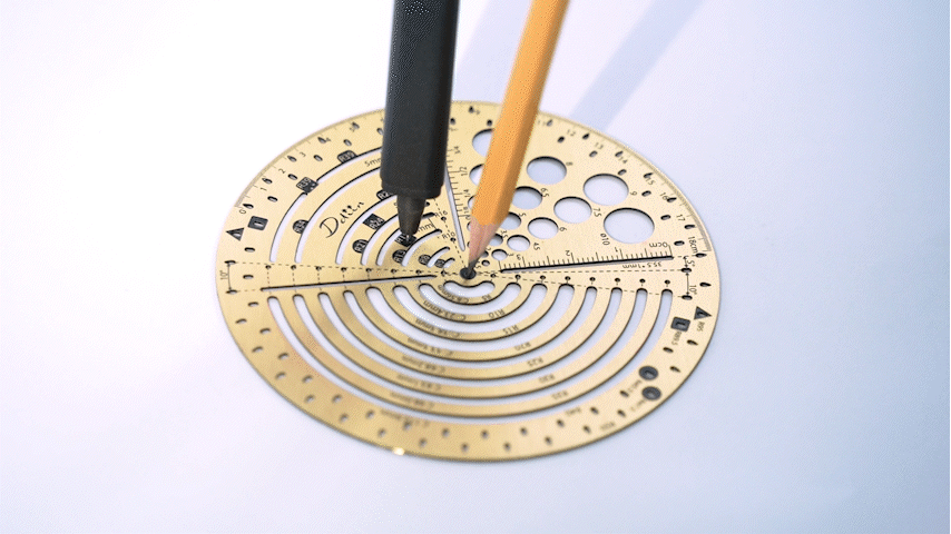 Exlicon L - Brass Circle Tool Precision Golden Ratio Ruler for Art and Geometry