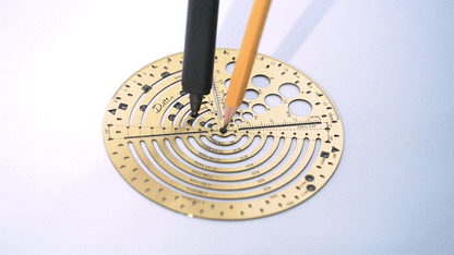 Exlicon L - Brass Circle Tool Precision Golden Ratio Ruler for Art and Geometry