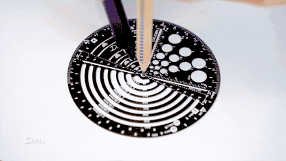 Demonstration on drafting golden ratio circles with black circular compass