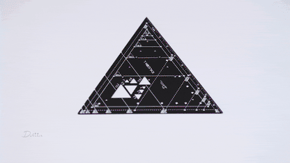 Demonstration of golden triangle group markings on black triangle ruler
