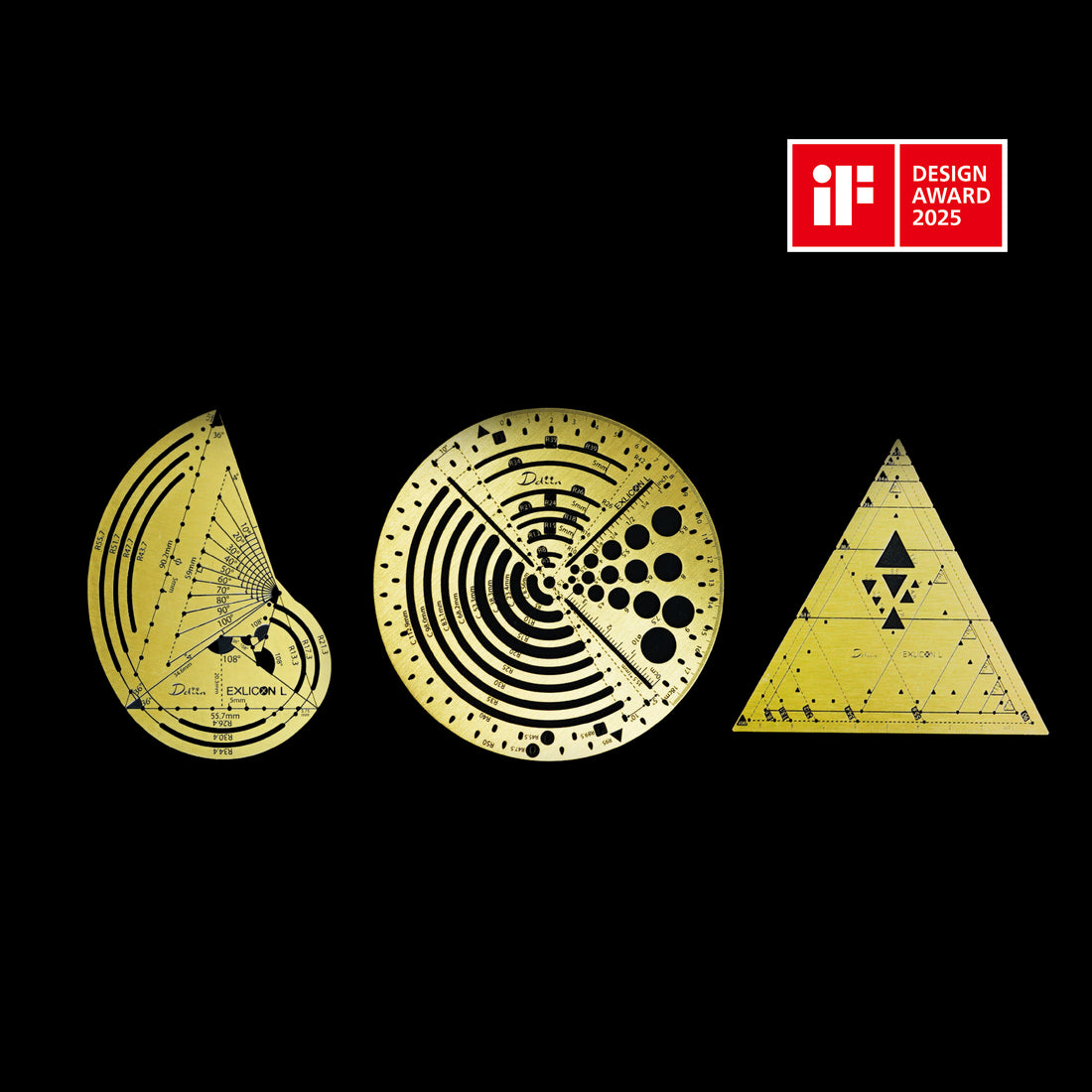 Exlicon L Brass- Precision Golden Ratio Tool Set for Art and Geometry
