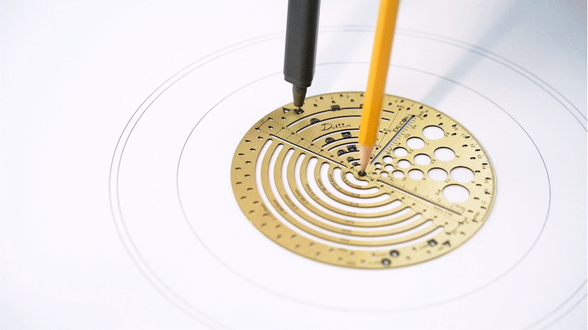 Exlicon L - Brass Circle Tool Precision Golden Ratio Ruler for Art and Geometry