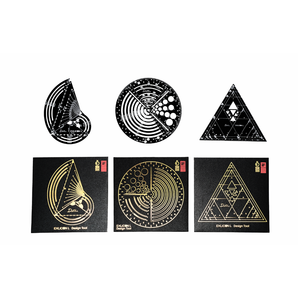 Exlicon L Black - Precision Golden Ratio Tool Set - Stainless Steel Ruler