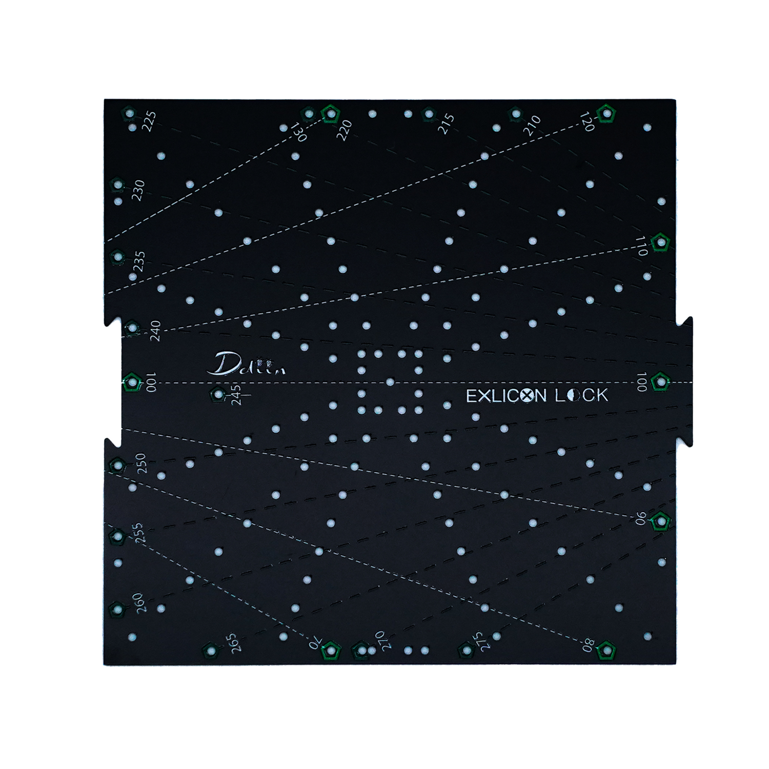 Black square tool with measurement markings on a white background