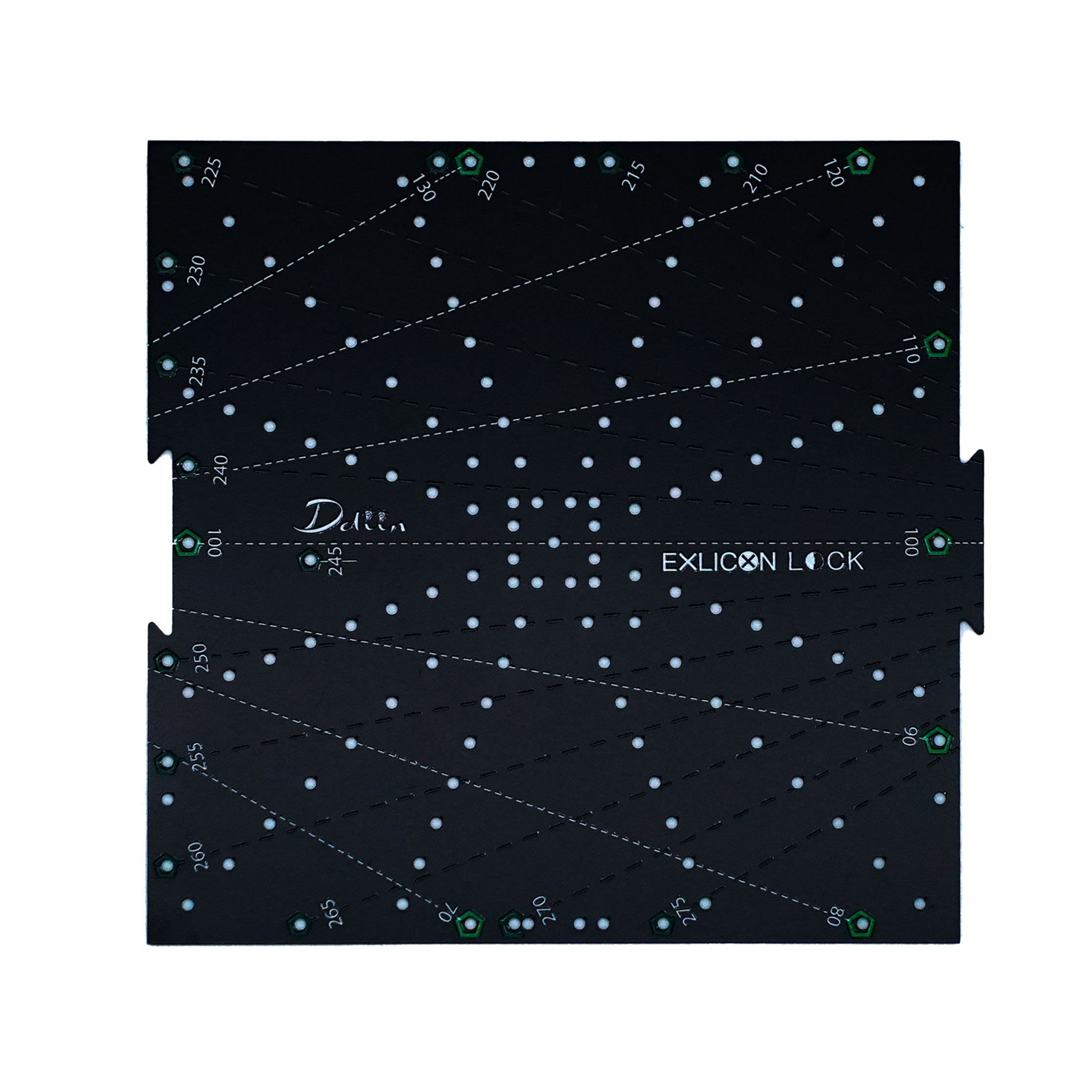 Black square tool with measurement markings on a white background