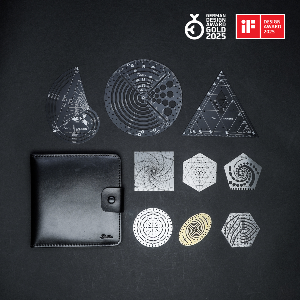 Exlicon L Black with Small Disc Set and Leather Pouch bundle