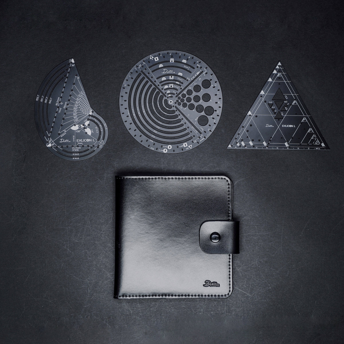 Exlicon L Black - Golden Ratio Tool Set with Leather Pouch Bundle