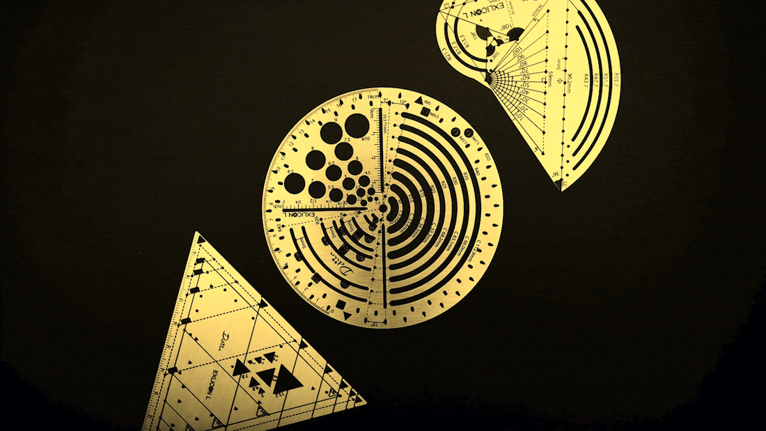 Exlicon L Brass- Precision Golden Ratio Tool Set for Art and Geometry