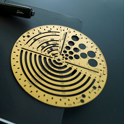 Exlicon L - Brass Circle Tool Precision Golden Ratio Ruler for Art and Geometry