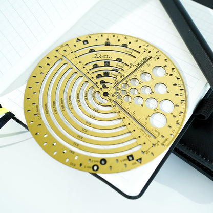 Exlicon L - Brass Circle Tool Precision Golden Ratio Ruler for Art and Geometry