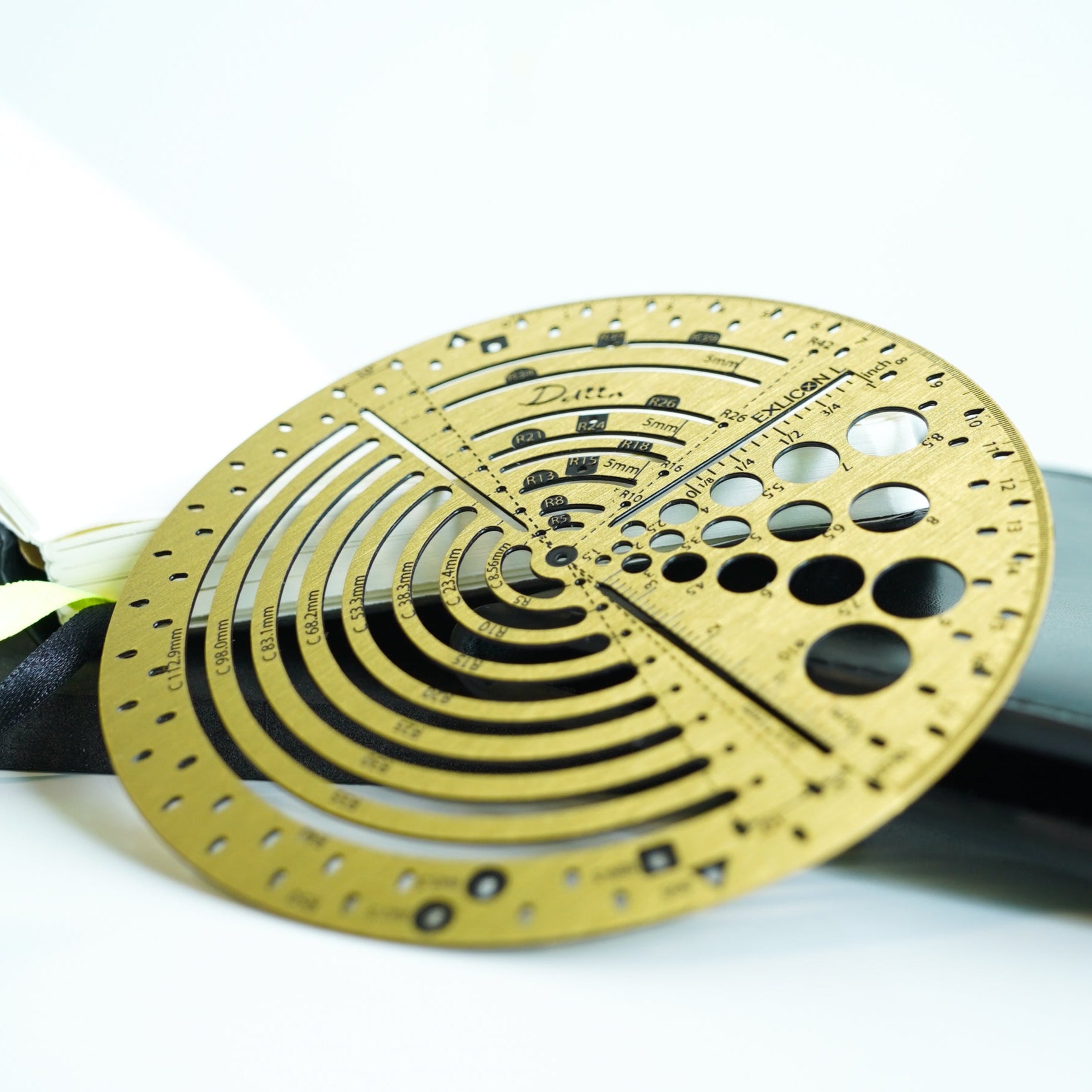 Exlicon L - Brass Circle Tool Precision Golden Ratio Ruler for Art and Geometry