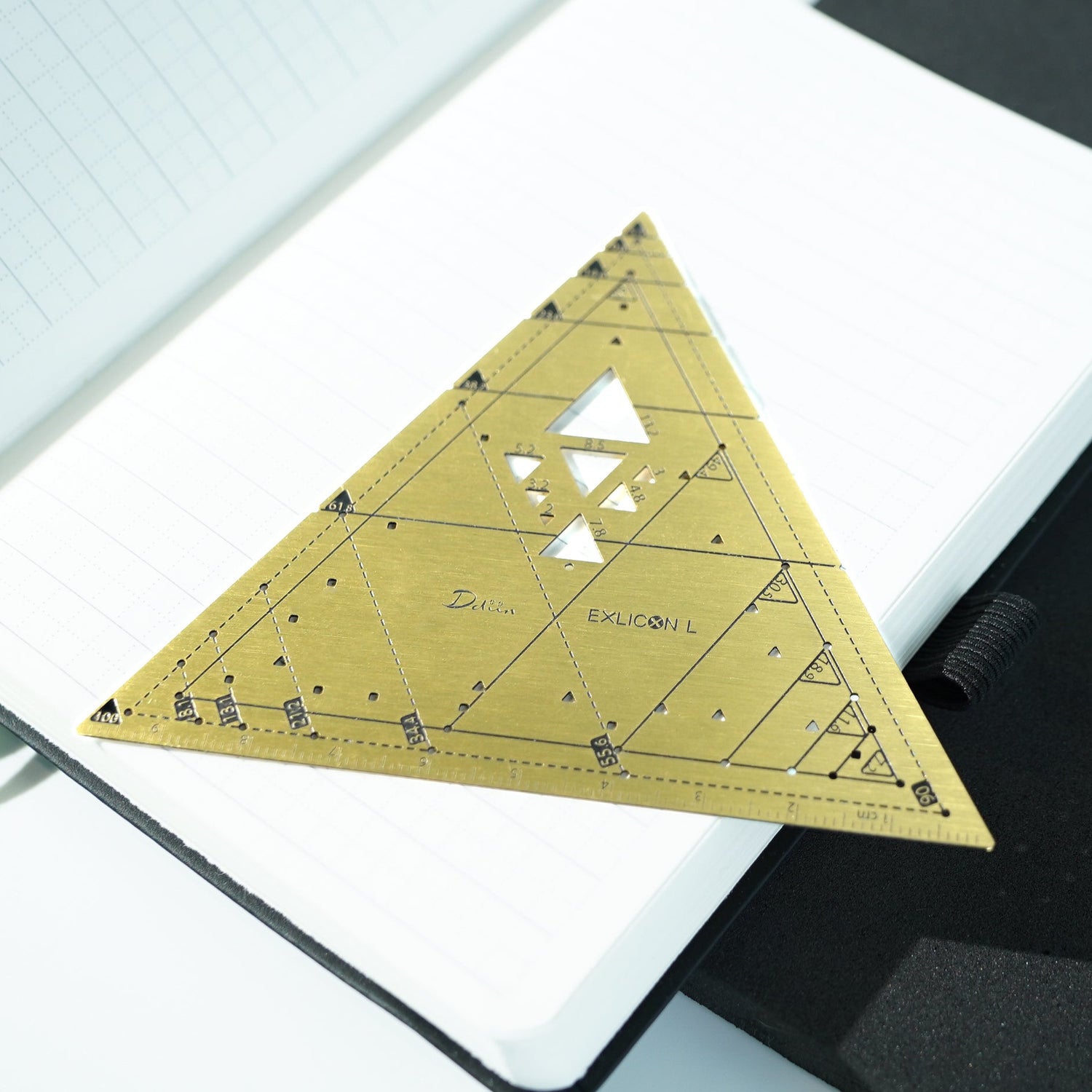Exlicon L - Brass Triangle Tool- Precision Golden Ratio Ruler for Art and Geometry