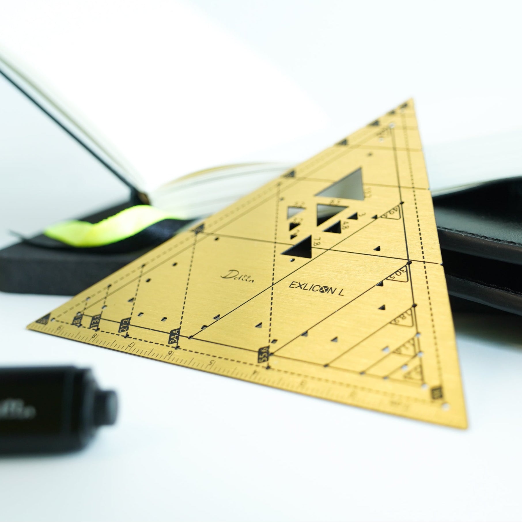 Exlicon L - Brass Triangle Tool- Precision Golden Ratio Ruler for Art and Geometry