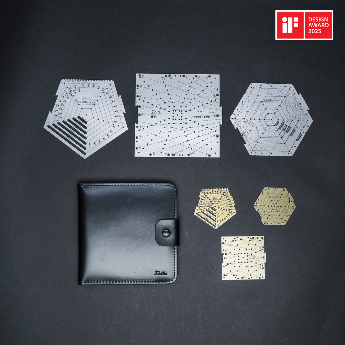 Exlicon Lock Stainless Steel with Mini Lock Brass and Leather Pouch Bundle