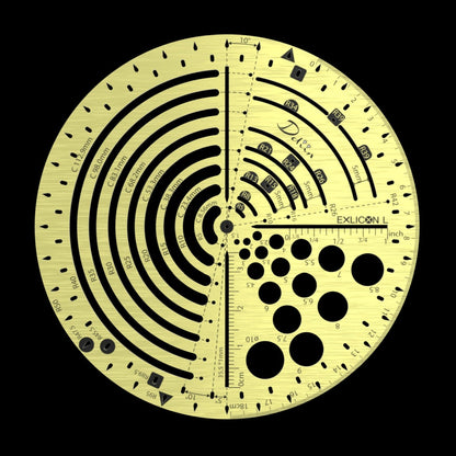 Exlicon L - Brass Circle Tool Precision Golden Ratio Ruler for Art and Geometry