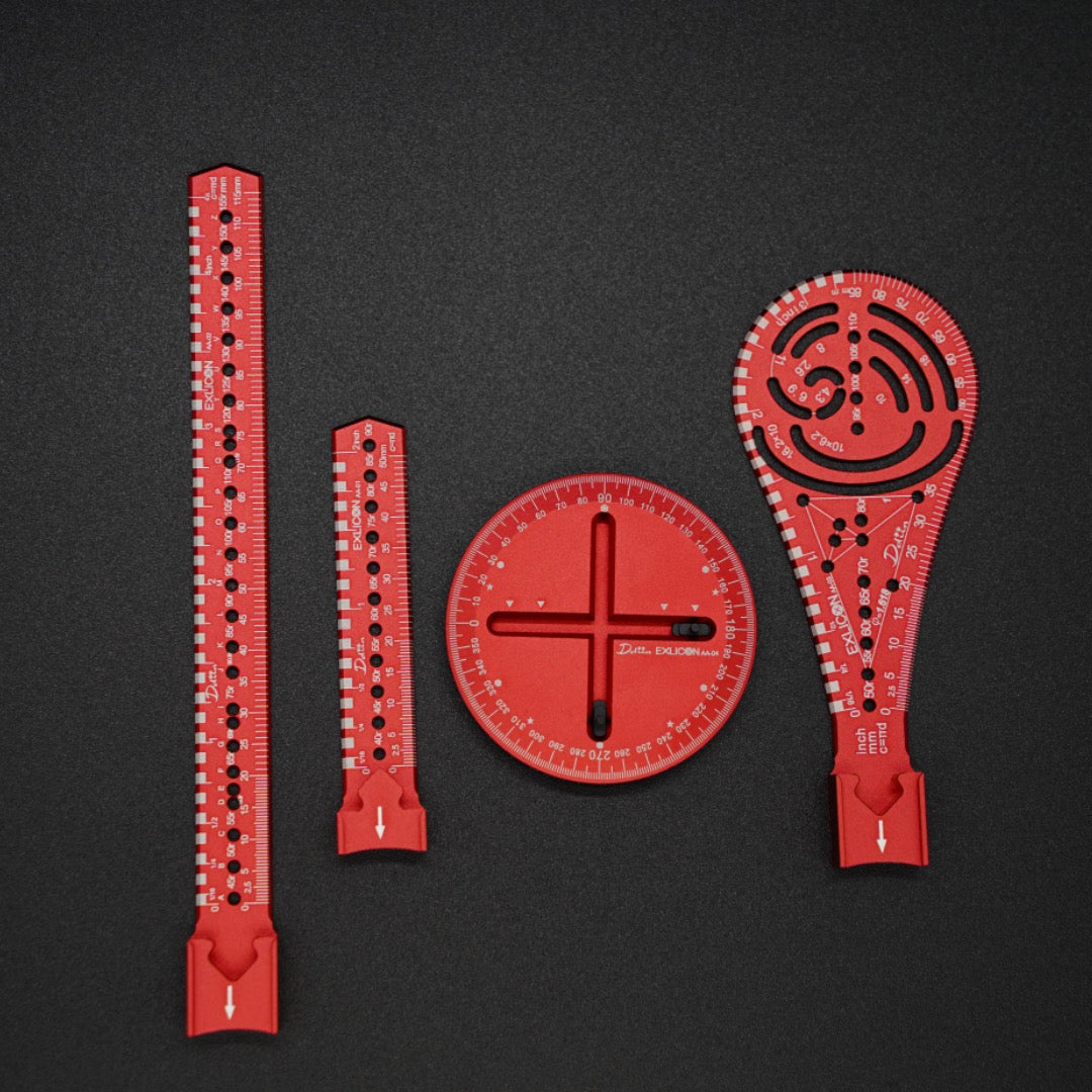 Exlicon-Ellipsen-Zeichenwerkzeug Aerospace Aluminium Combo B Rot