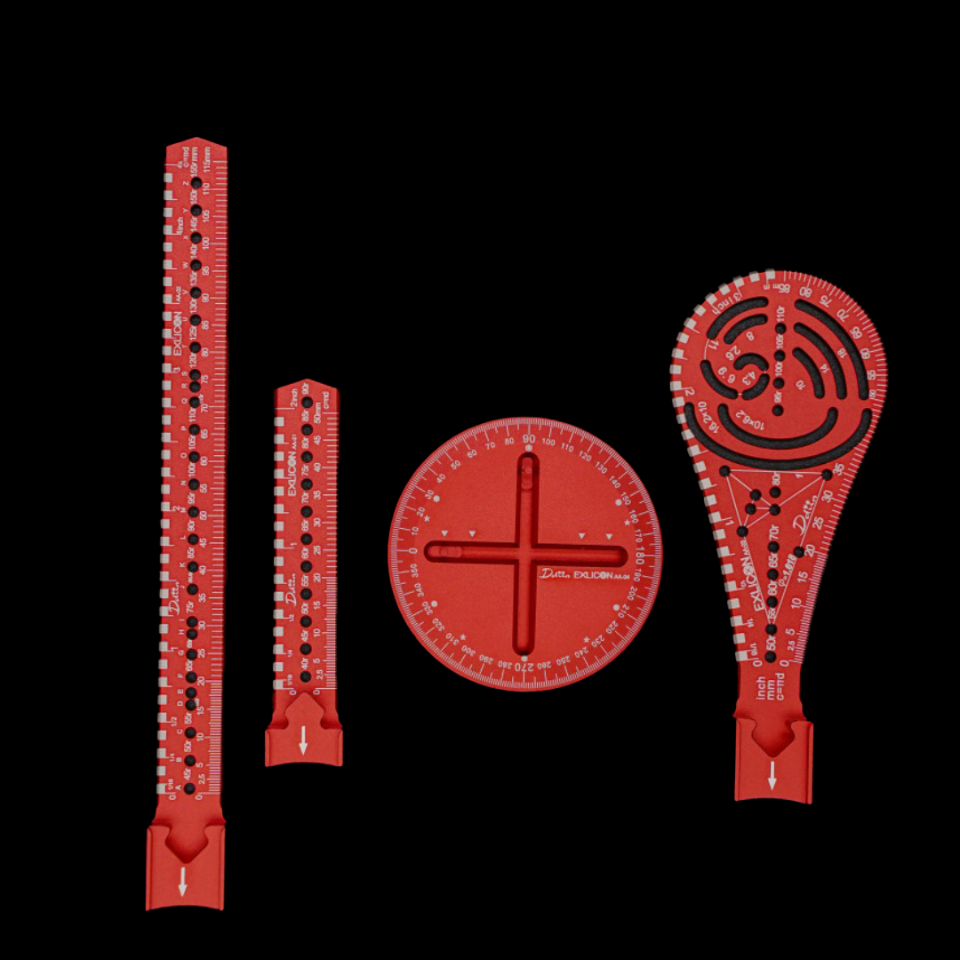 Exlicon-Ellipsen-Zeichenwerkzeug Aerospace Aluminium Combo B Rot