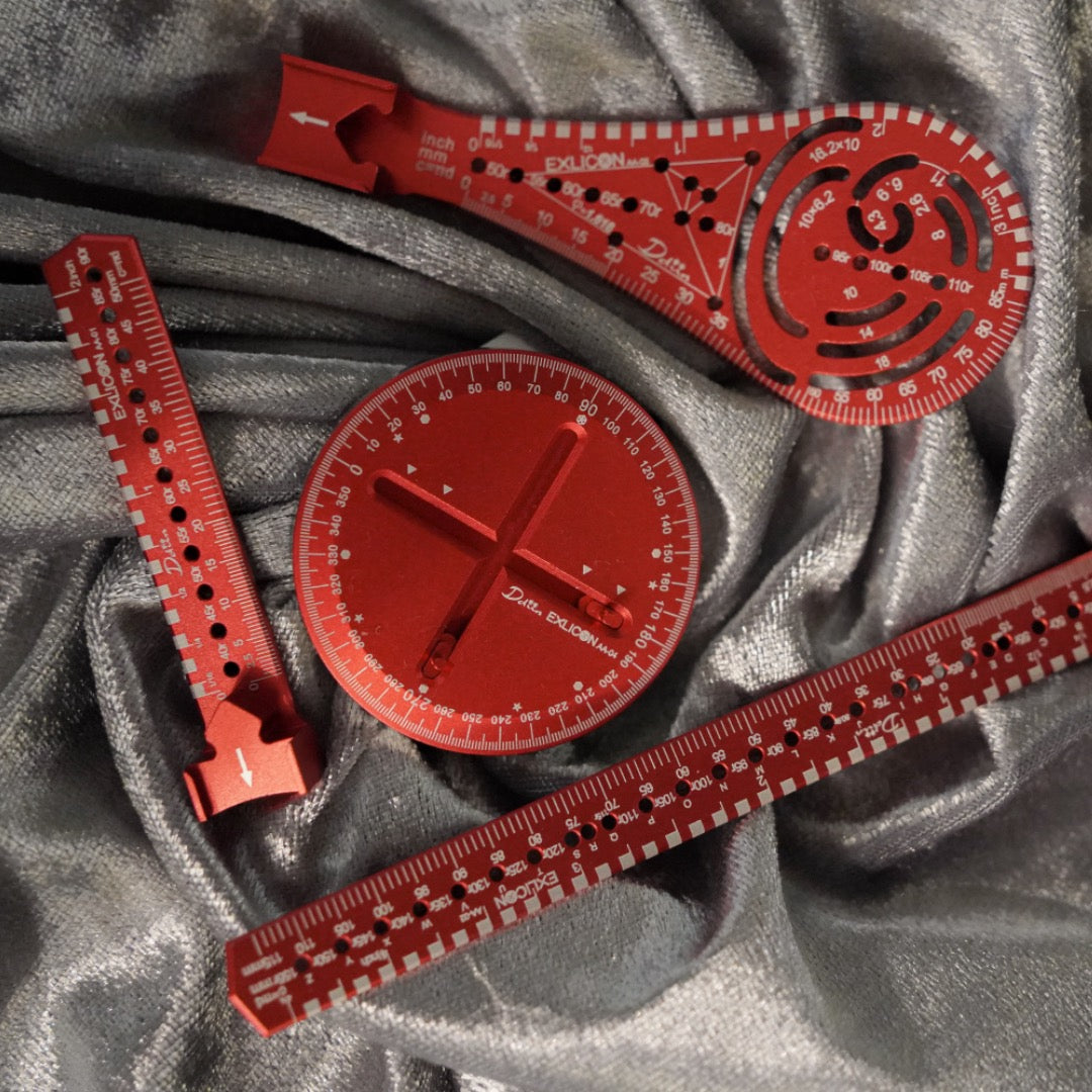 Exlicon-Ellipsen-Zeichenwerkzeug Aerospace Aluminium Combo B Rot