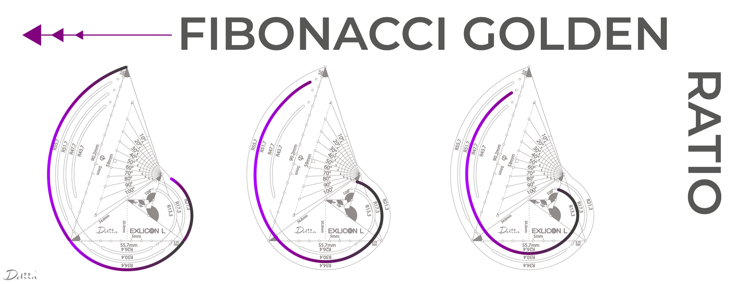 Exlicon L - TG Tool -Precision Golden Ratio Stencil for Art and Geometry