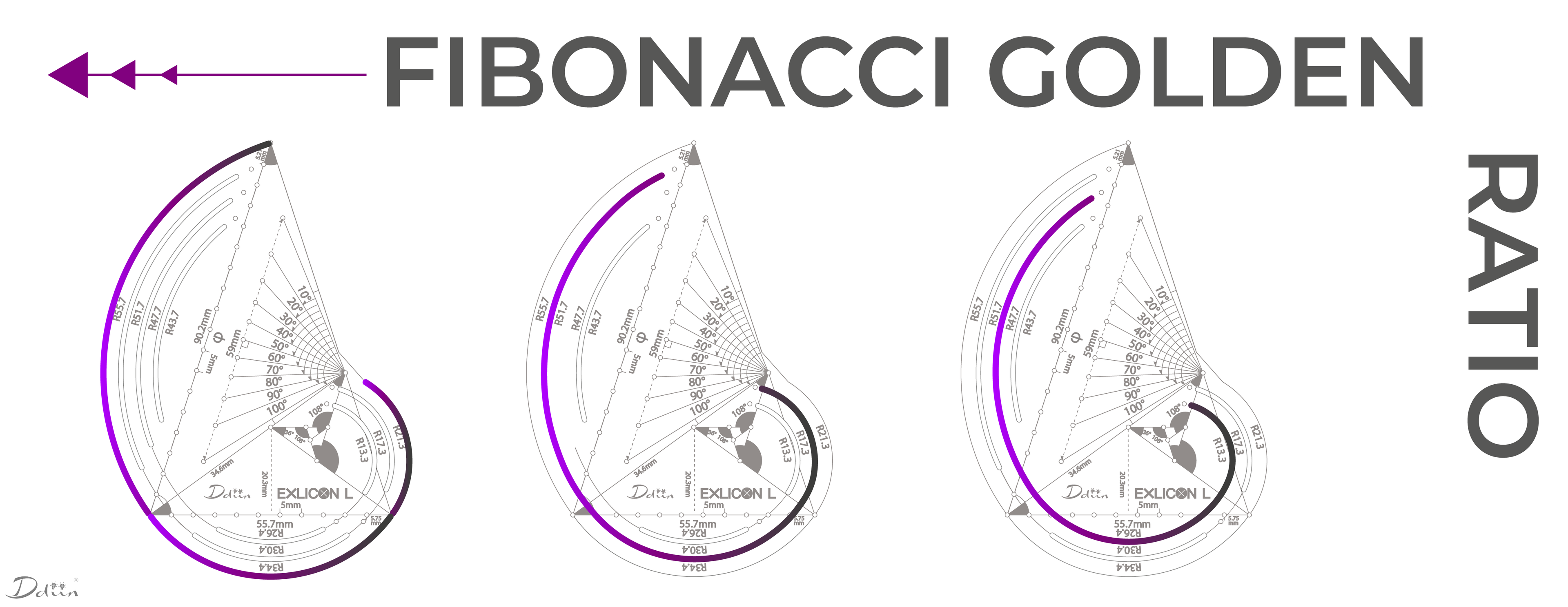 Exlicon L - TG Tool -Precision Golden Ratio Stencil for Art and Geometry