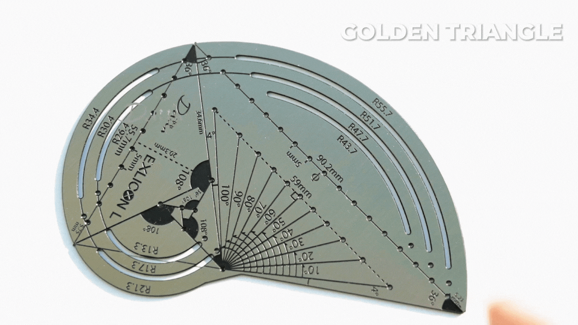 Exlicon L - TG Tool -Precision Golden Ratio Stencil for Art and Geometry