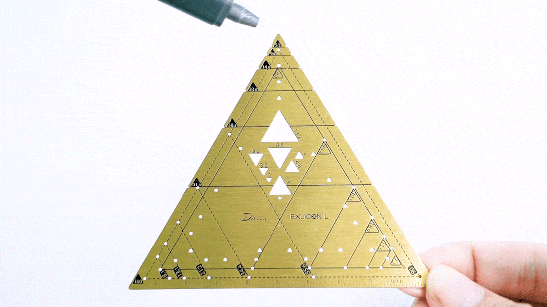 Exlicon L - Brass Triangle Tool- Precision Golden Ratio Ruler for Art and Geometry
