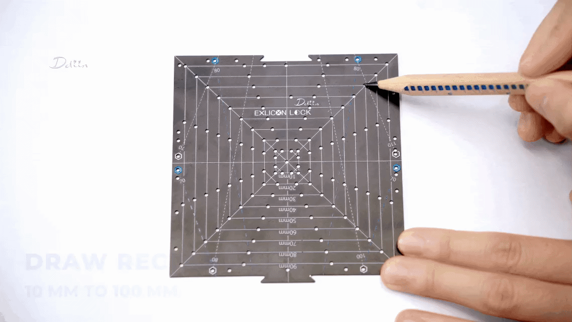 Demonstration of drawing rectangles with black square tool with measurement markings
